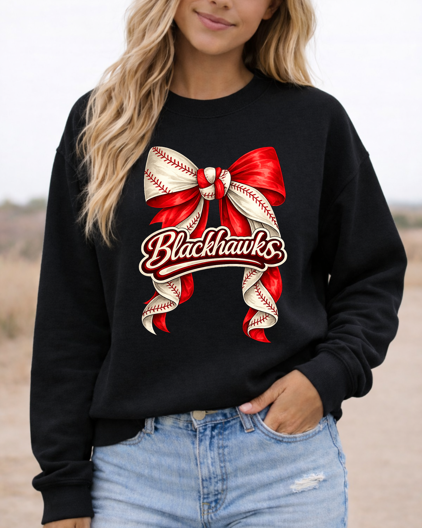 Blackhawks baseball bow
