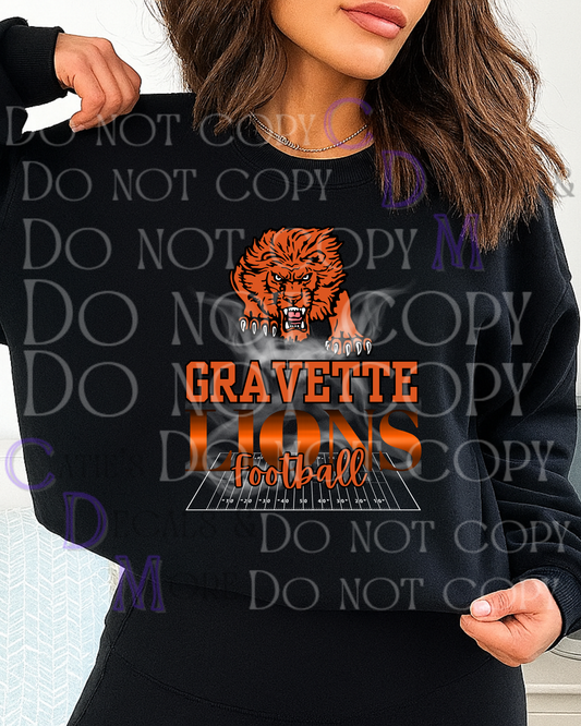 Gravette lions football with field