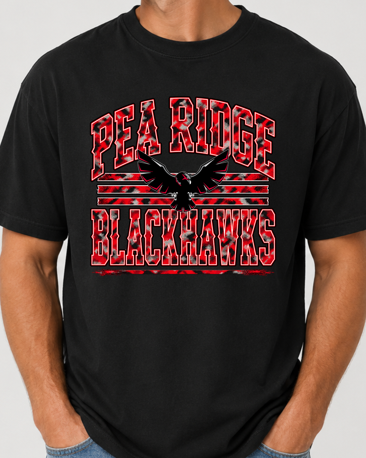 Red camo Pea Ridge Blackhawks (bird)