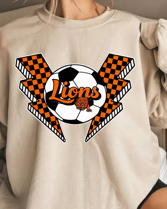lions soccer checkered lighting bolts