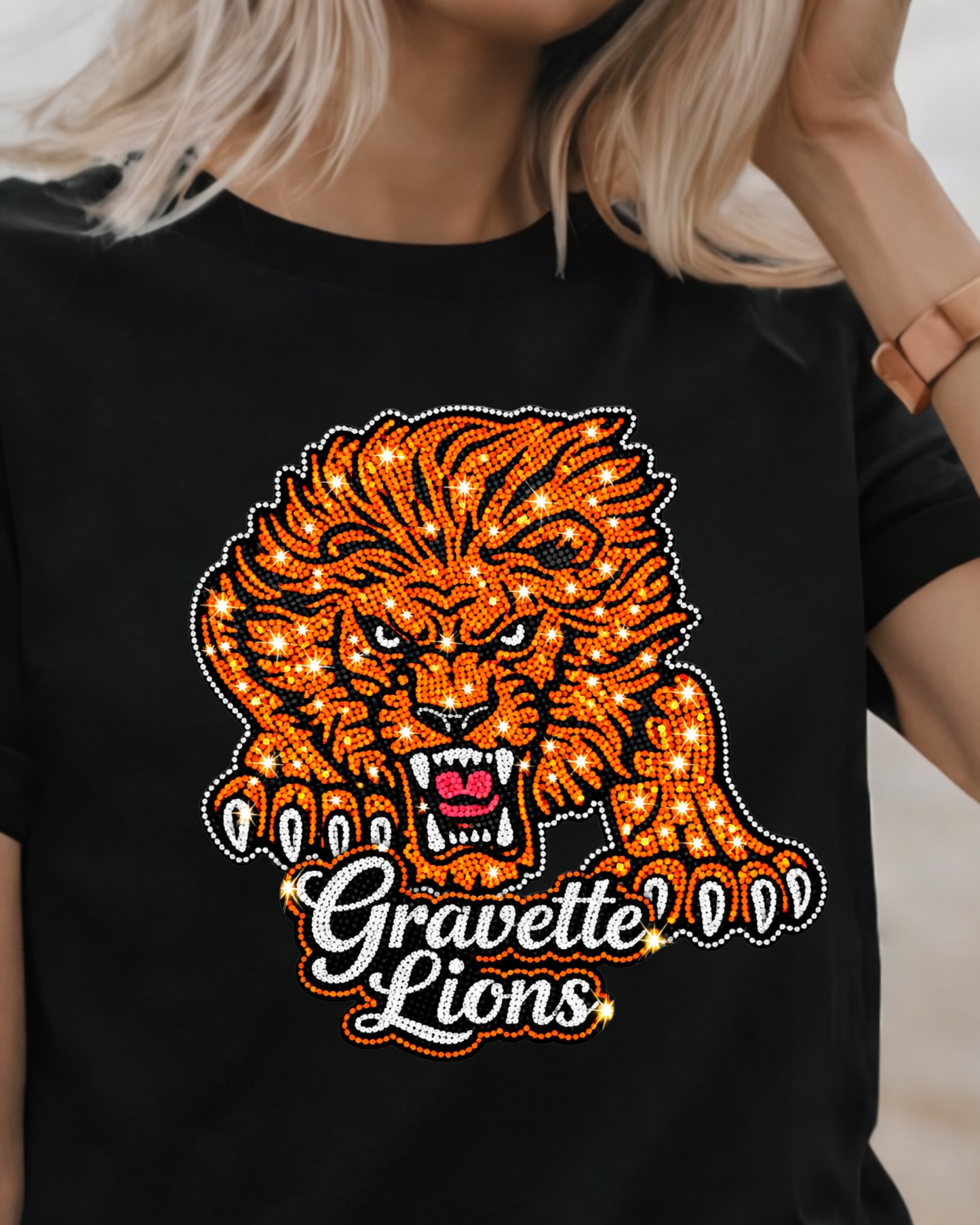 Faux Rhinestone Gravette Lions