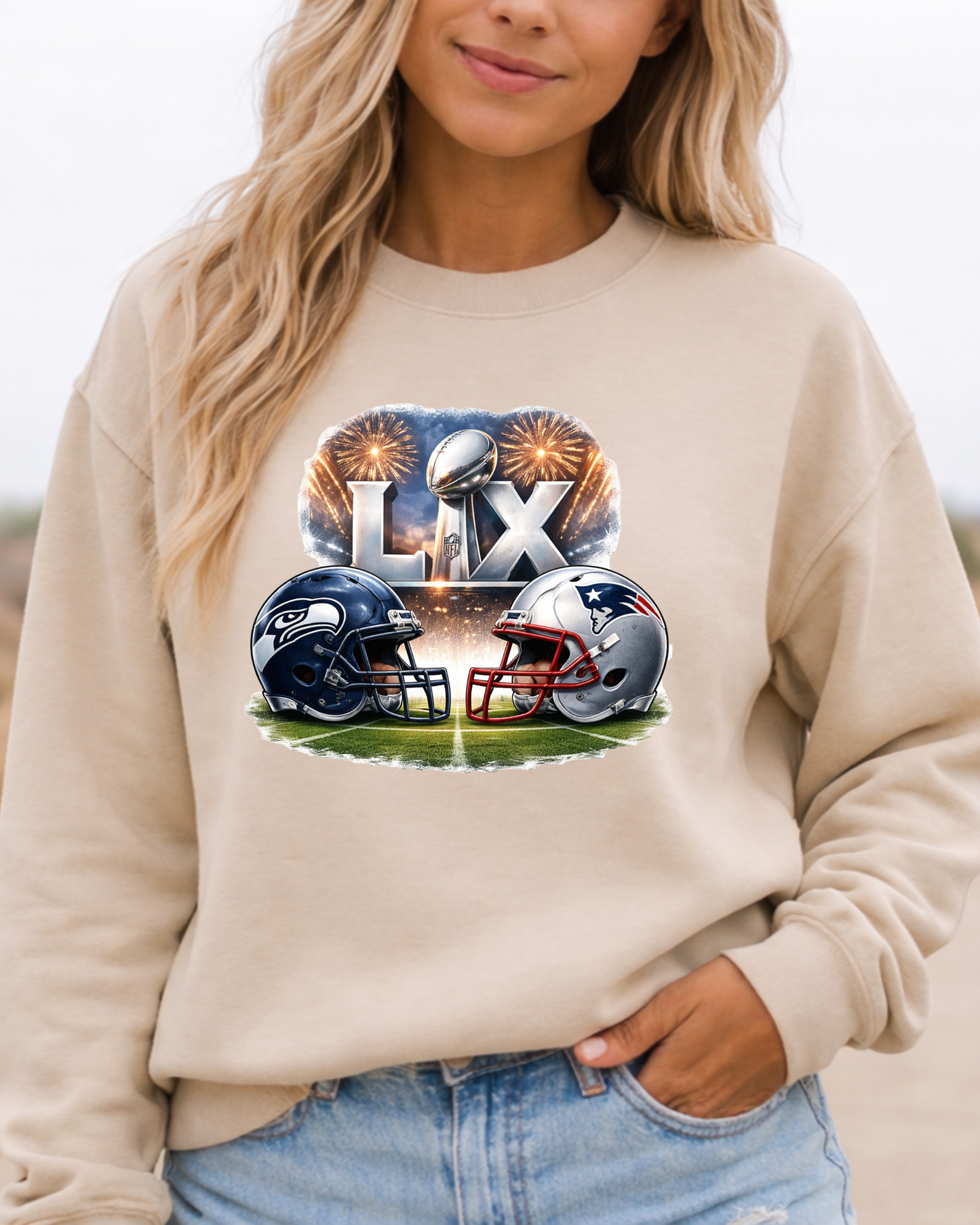 Patriots vs Seahawks LX helmets