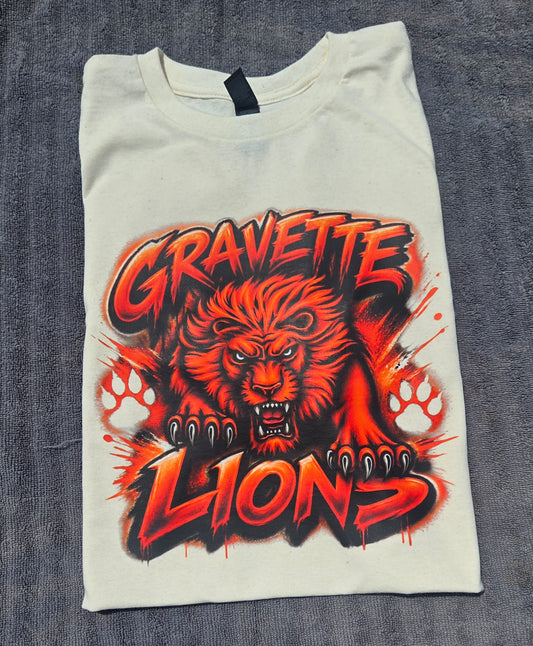 Gravette lions Faux air brush