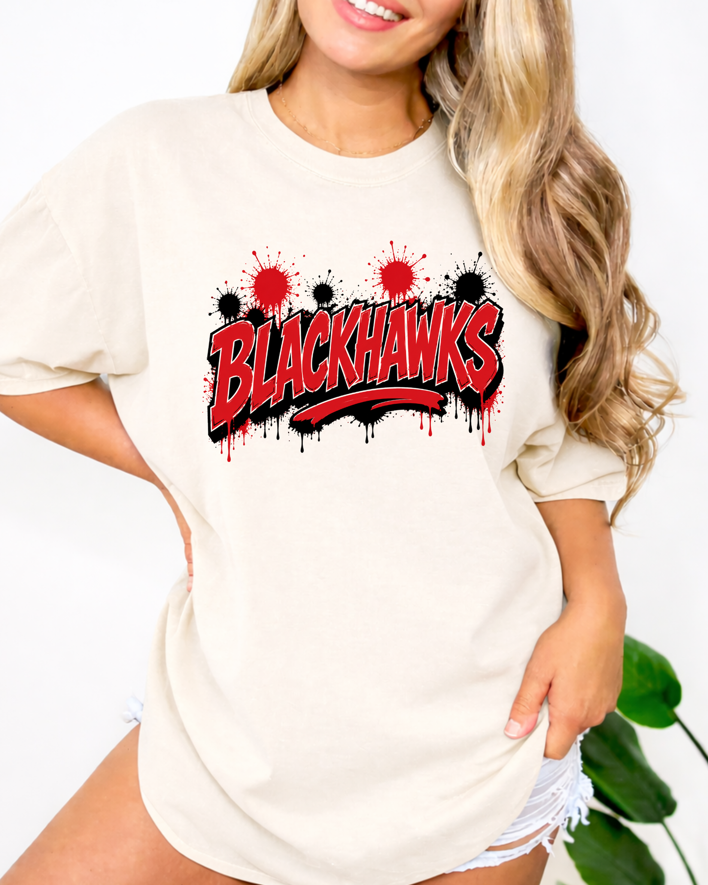 Blackhawks splatter paint