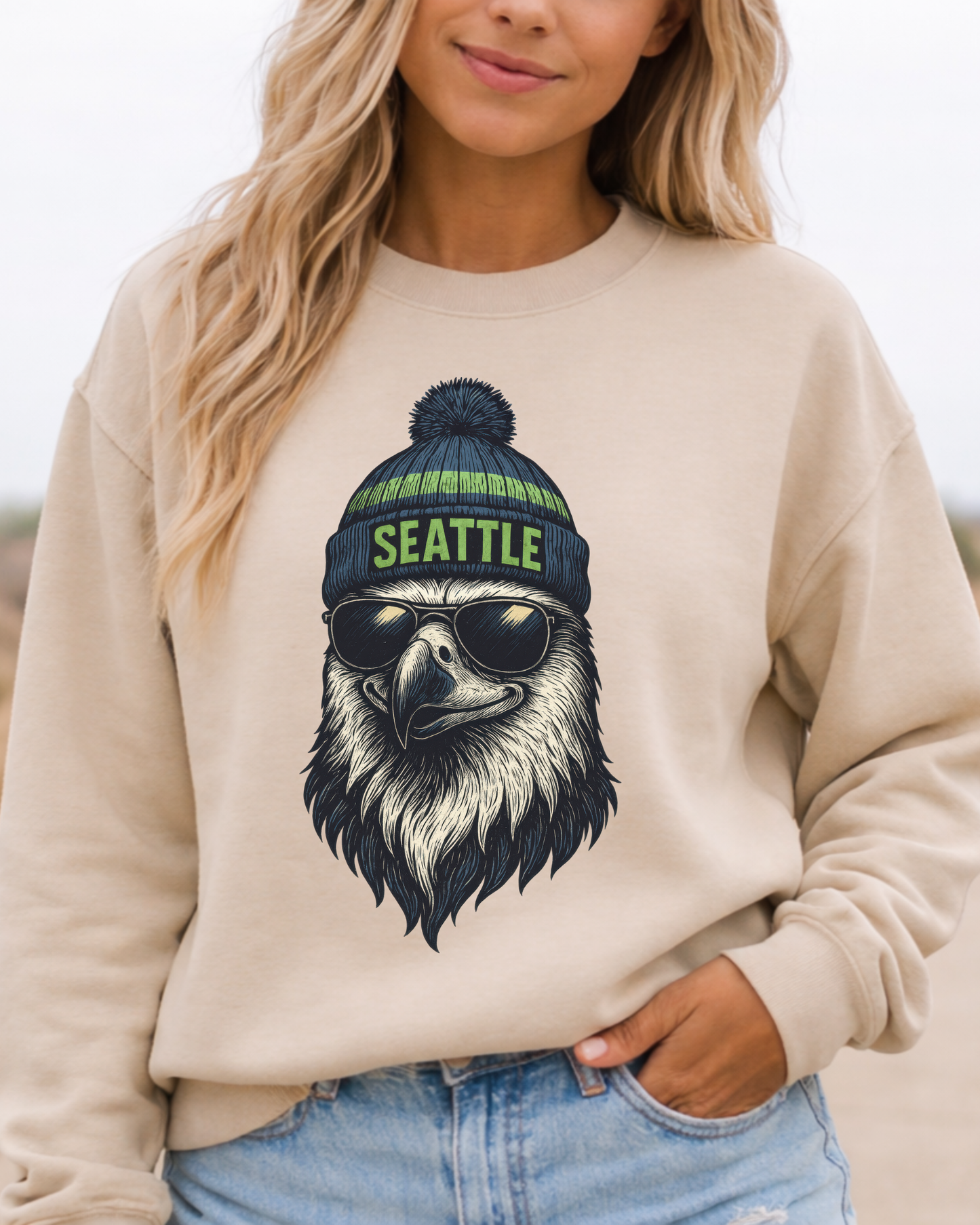 Seahawks bird in beanie